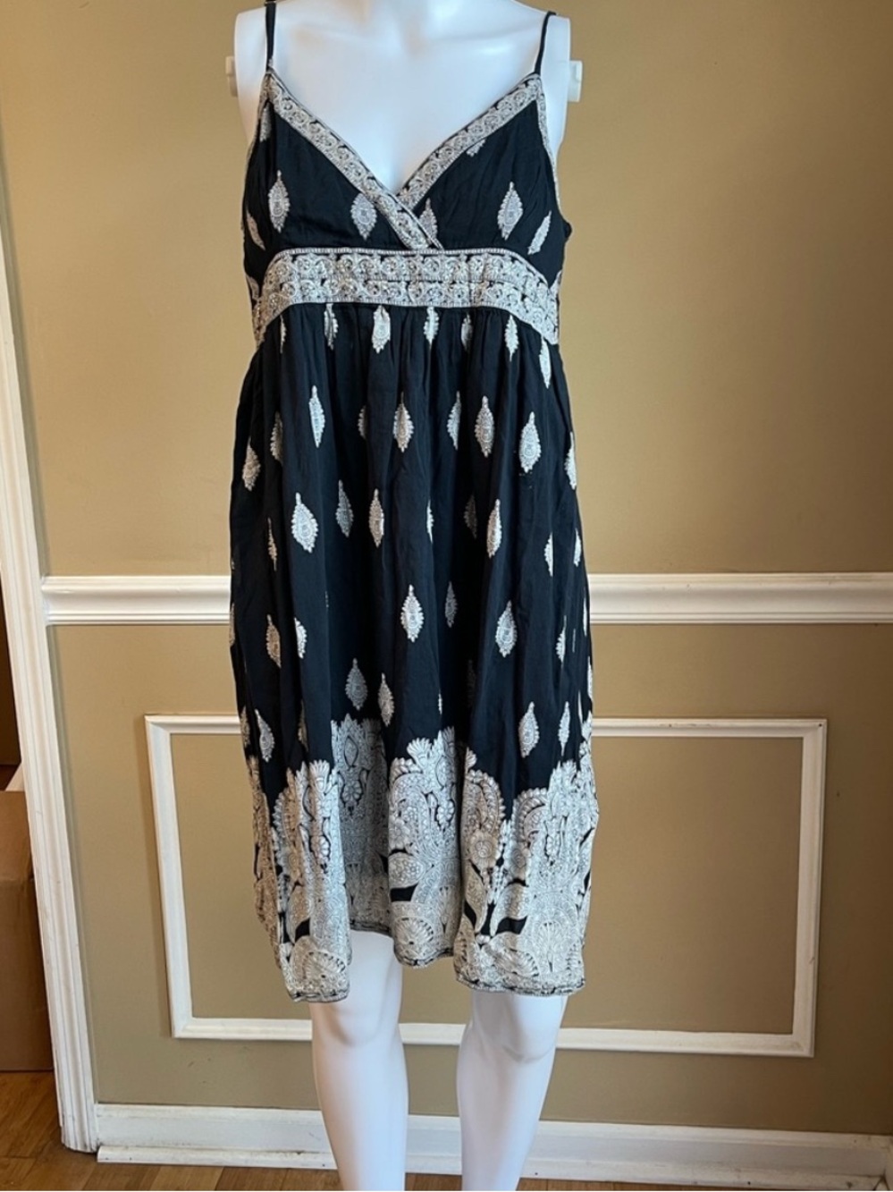 SALE 3/$15 Black Embroidered V-Neck Spaghetti Strap Dress